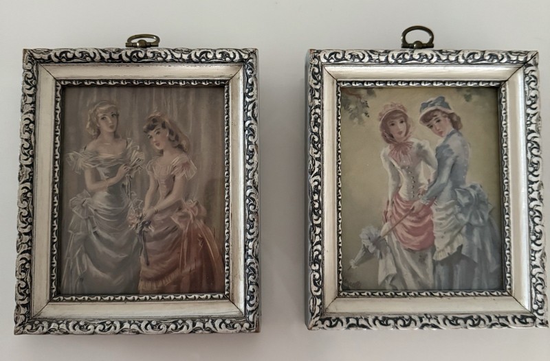 Vintage Art Victorian Style Ladies Framed Prints Mini Small 6 1/4” X 5 1/4”