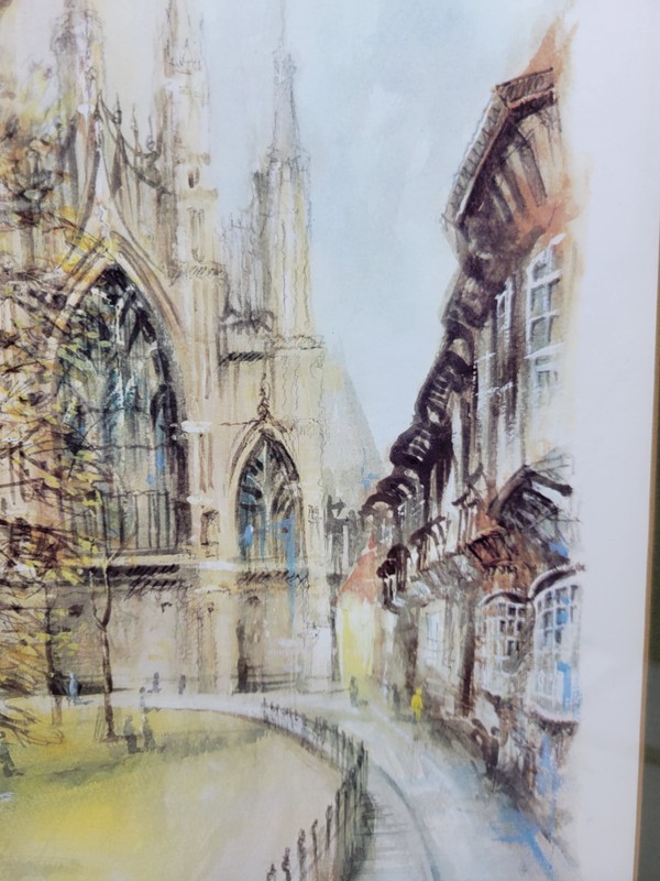 York Minster Framed Print Ben Maile Mounted 50x40cm Gilt Frame Rare Vtg Prop gallery