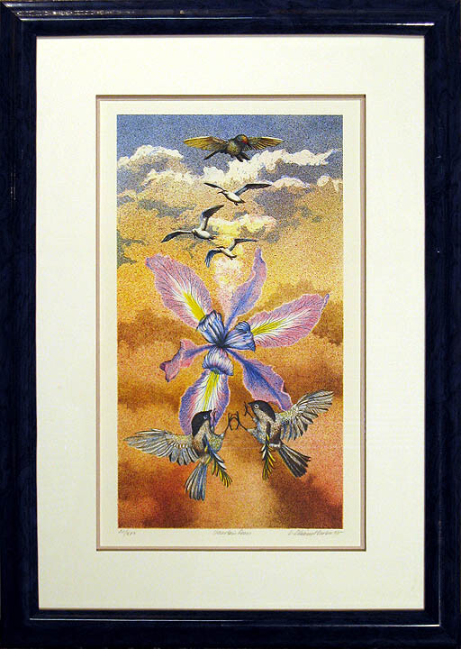William Marlow Uncertain Peace Original Art Lithograph framed birds MAKE OFFER