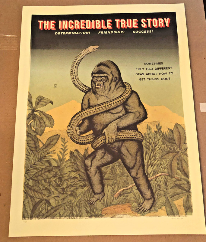 Sideshow poster Ape snake Signed Numbered screen print Not King Kong Circus