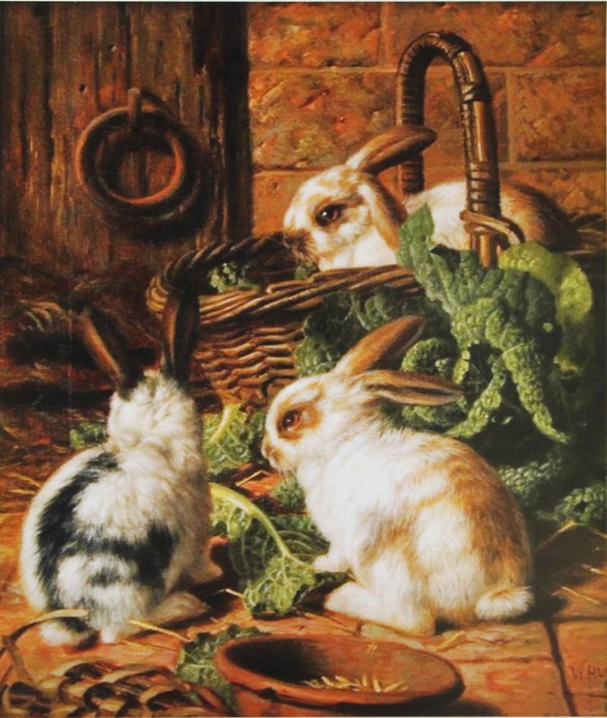 Vintage art Bunny Rabbits by Walter Hunt