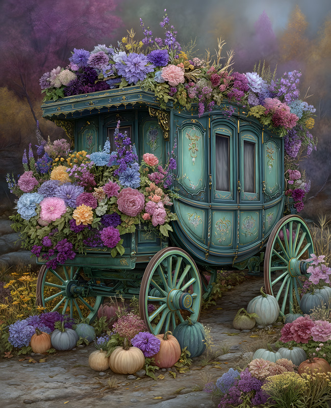 8x10 Cozy Storybook Horse Drawn By Carriage Art Print Cottagecore - 714616668