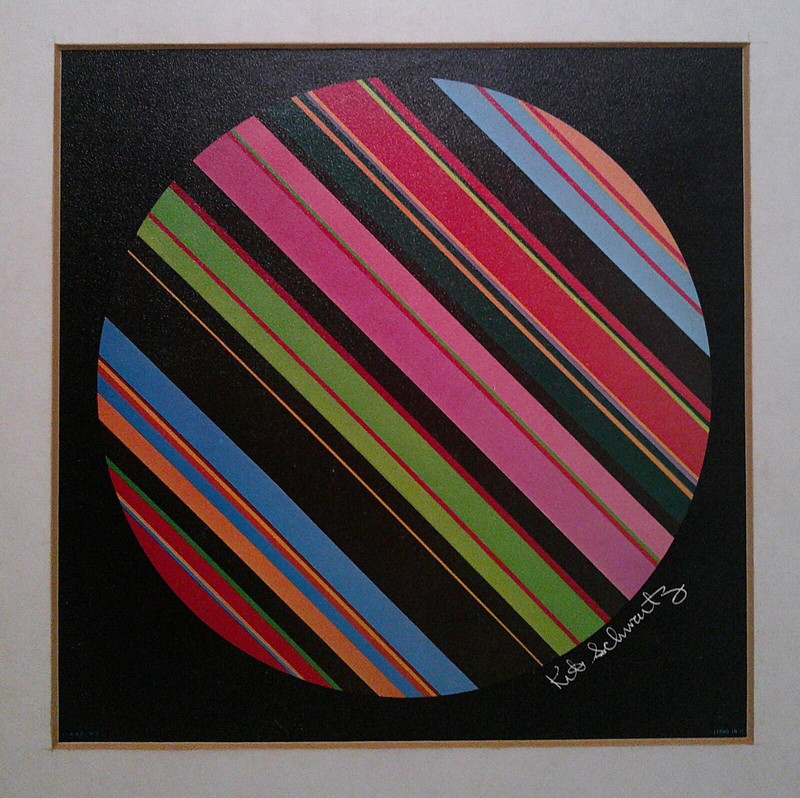 KIT SCHWARTZ (AMERICAN, 20TH C) VINT OP-ART, GEO-ABSTRACT COLOR LITHOGRAPH PRINT gallery