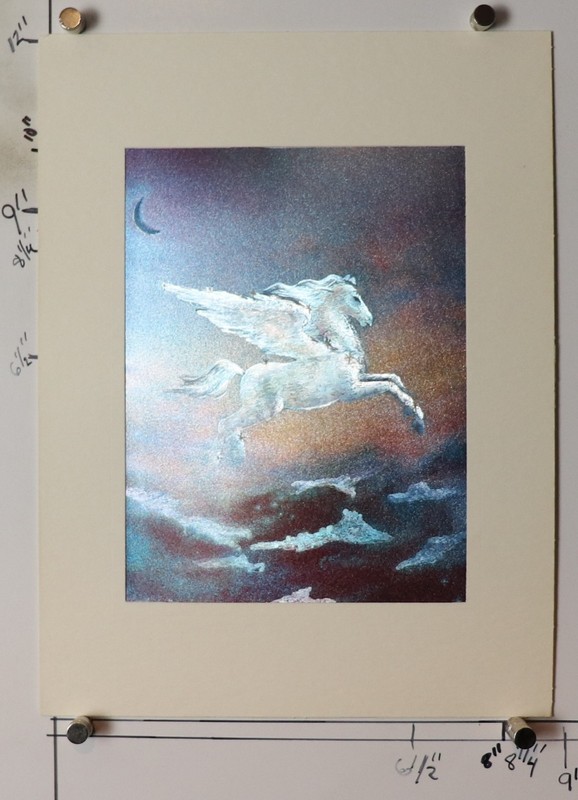 Vintage Pegasus Dufex Foil Print Picture Jack Shalatain with matte NOS