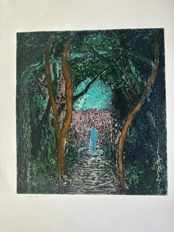 JOHN HUBBARD 1931-2017 Large Proof ETCHING «Carol’s Garden» 1985