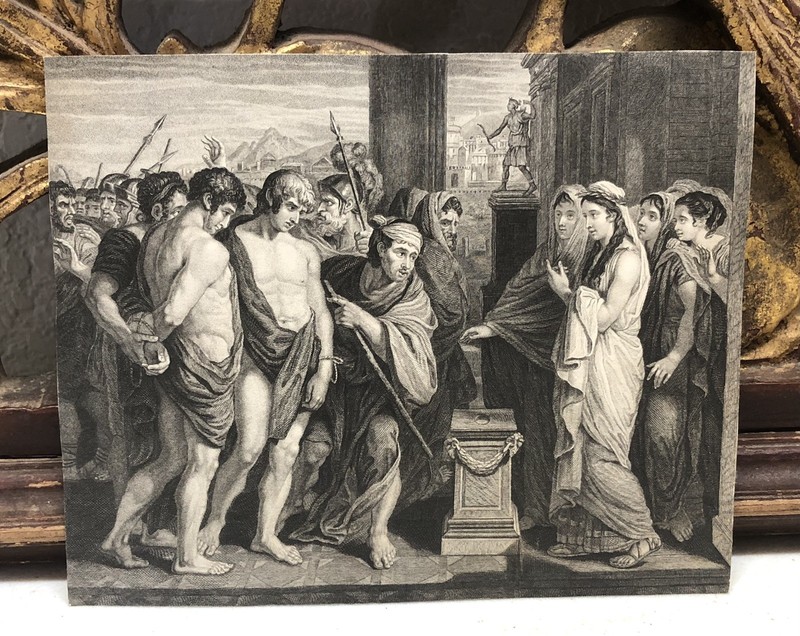 Antique Engraving of Pylades & Orestes - Greek Mythology - L2