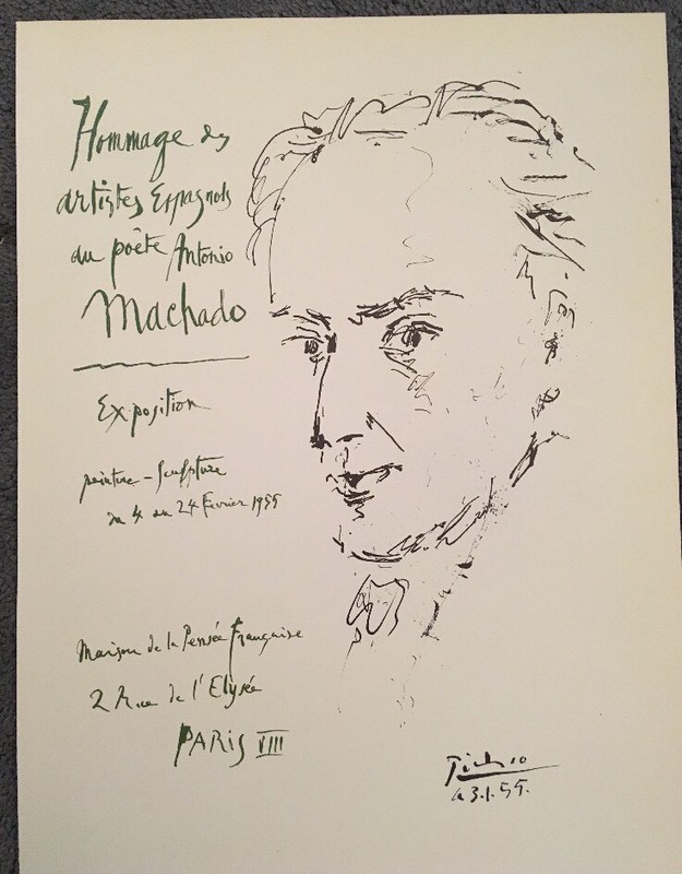 PABLO PICASSO, 1955 Paris Exp. Vintage,Poster,1957 Offset Lithograph Platesigned
