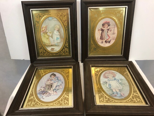 Vintage George Nathan Providence RI Home Decor Children Framed Prints (4) 1981