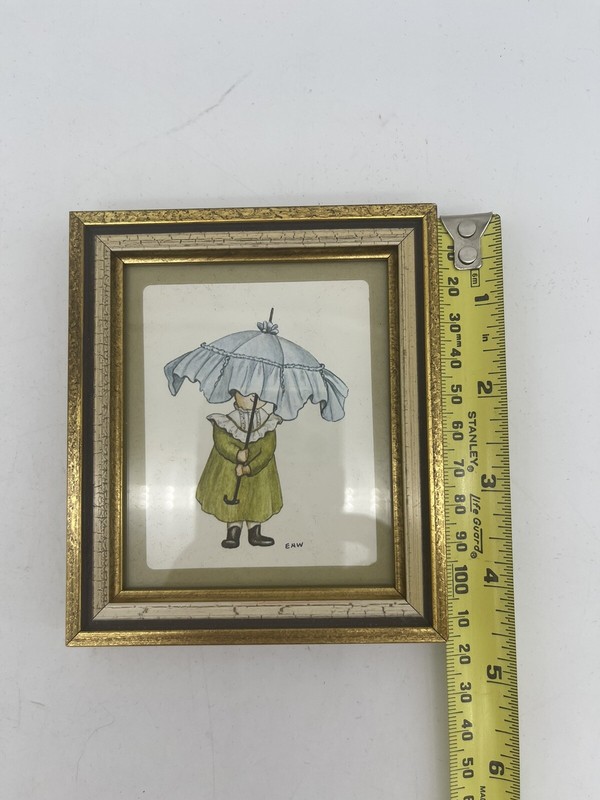 EUC Vtg (3) Miniature Victorian Children Drawings by C.R. Gibson Signed ENW gallery
