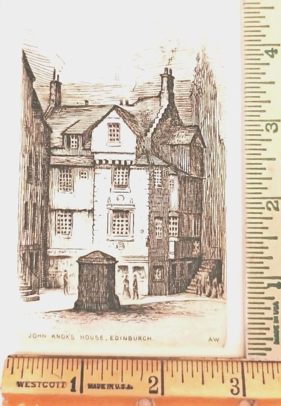 A W Engraved In Plate Alexander Wilson RARE Initialed John Knox House Edinburg