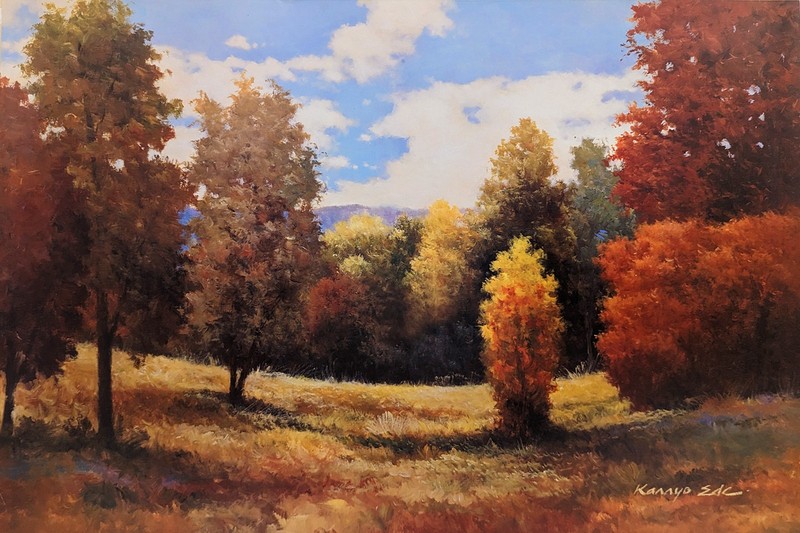 24 x 36 inches Lithograph print of Purple Mountain Landscape by Kanayo Ede