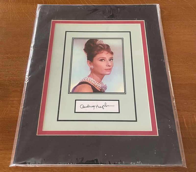 Audrey Hepburn Matted Picture with Printed Signature 14″ x 11″