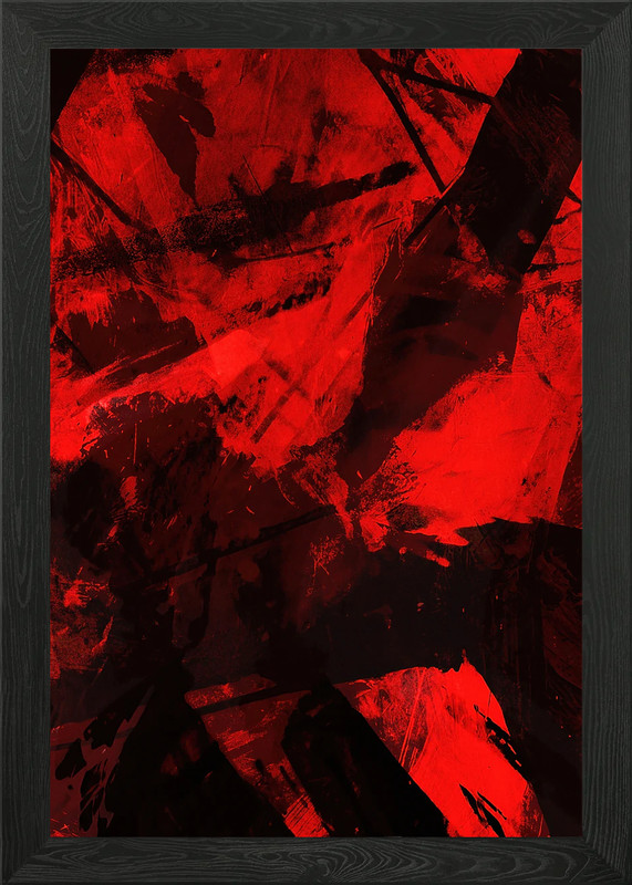 Abstract Red and Black Painting Framed Wall Art Poster Canvas Print Picture
