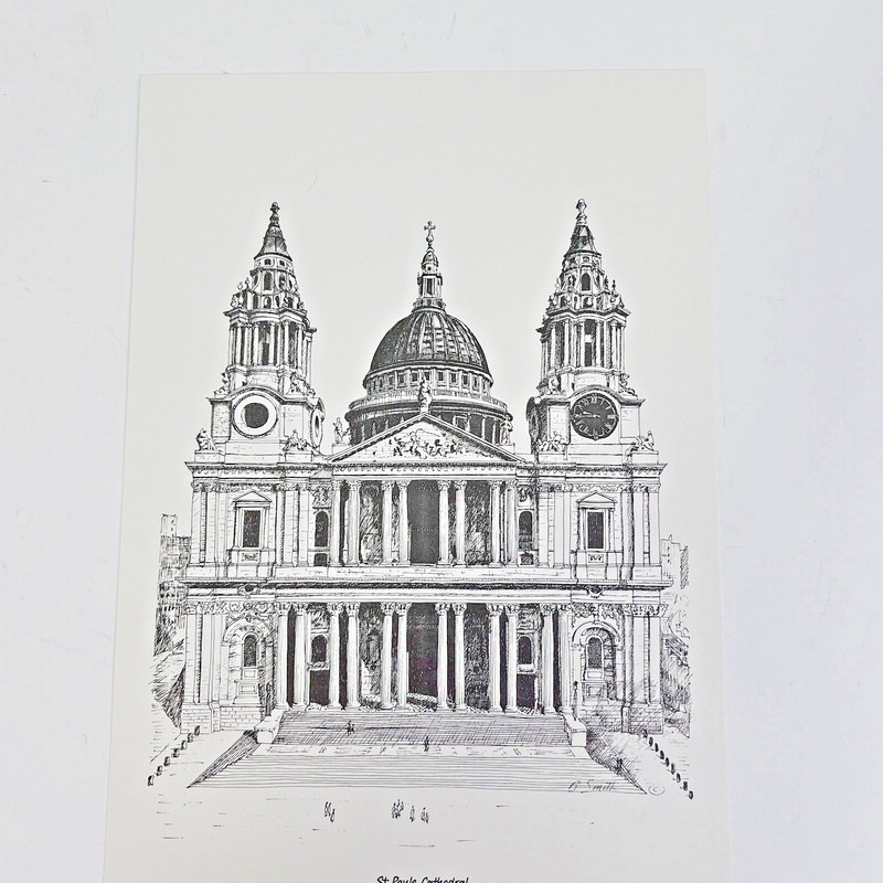 BERNARD SMITH Vintage 1970 Art Prints London Landmarks Set of 6 Ink 12x8" gallery