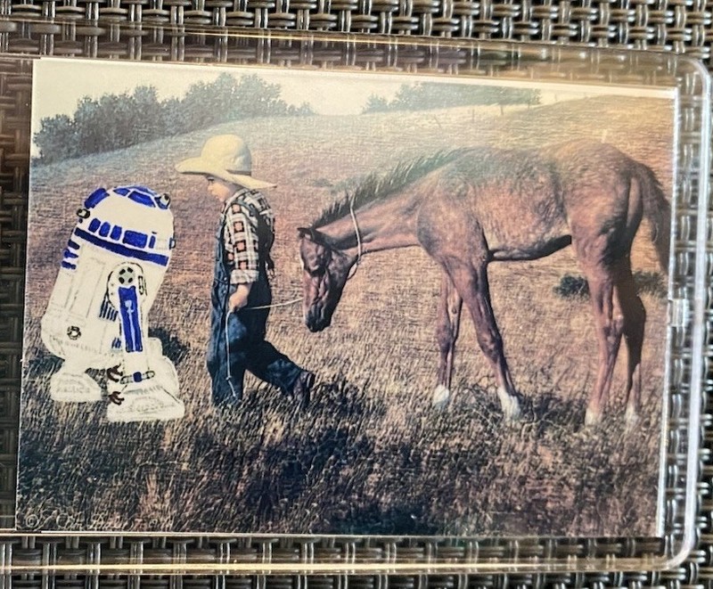 Star Wars R2D2 Parody Art Keychain Original Art Print Retro 70s 80s Droid