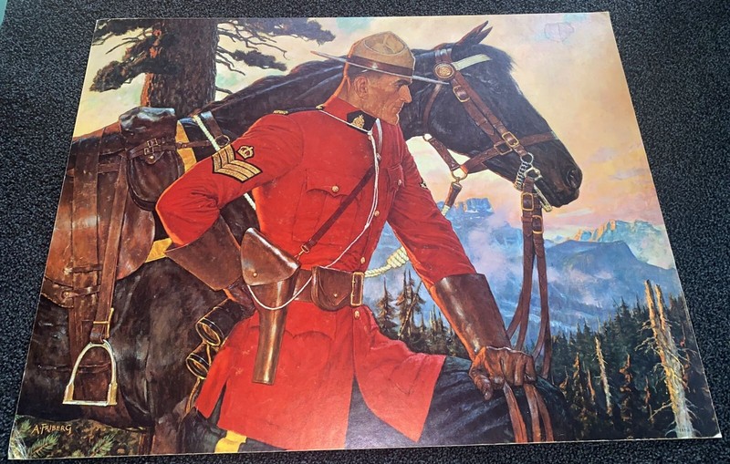 Vintage Friberg Canadian Mountie RCMP on Horseback w/ packhorse Northwest Paper