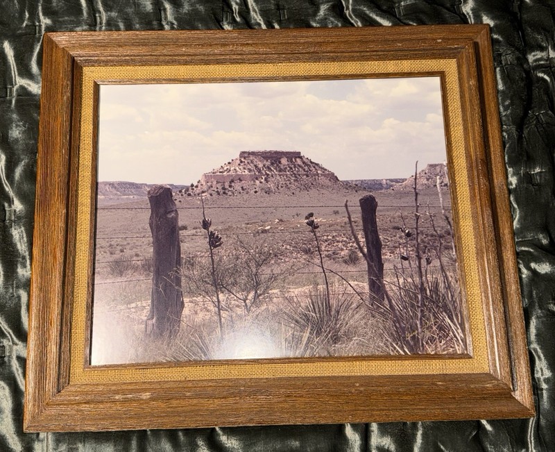 Framed Print of Tucumcari Mountain New Mexico Landscape Art Vintage 1980s Signed
