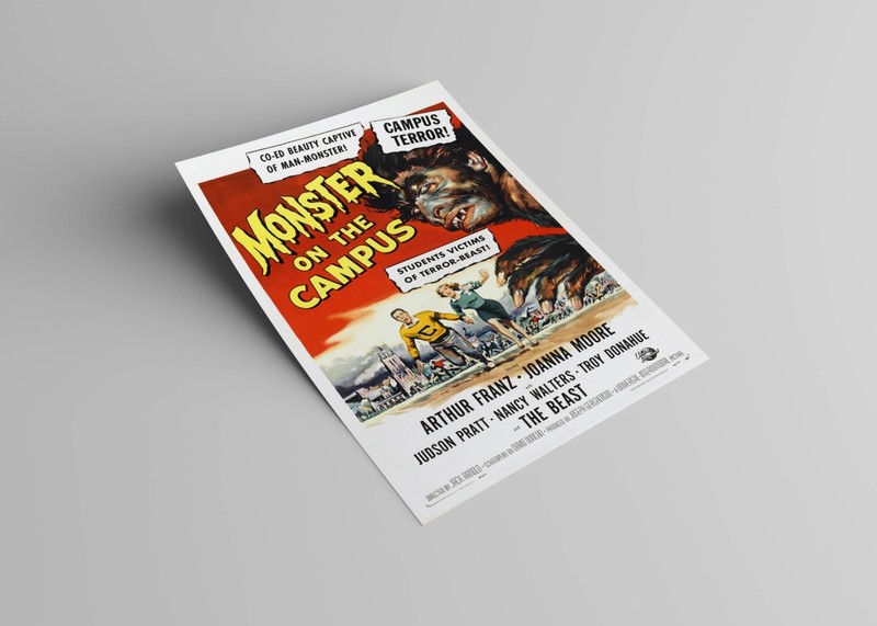Monster on the Campus - Movie Poster Vintage 1950s Horror Wall Art Decor Print gallery