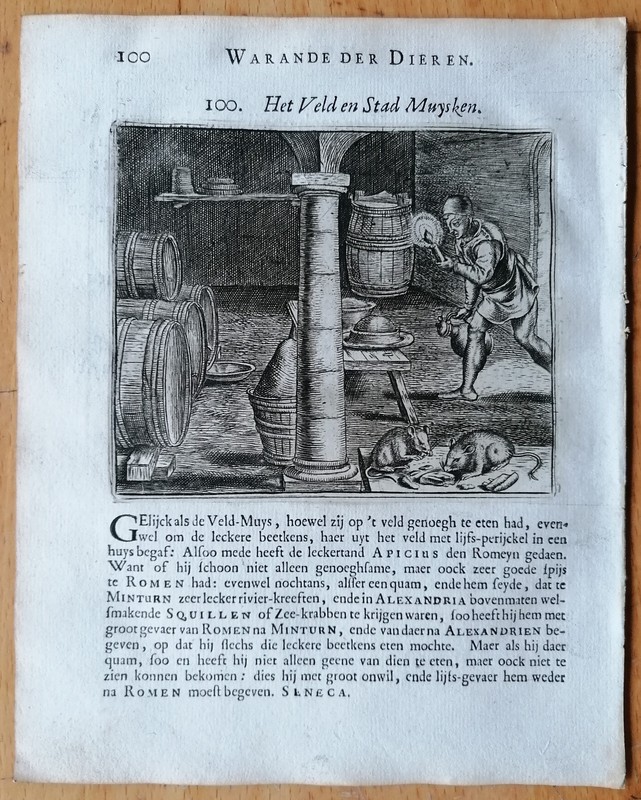 The field mouse and the house mouse- Gheeraerts Emblem Original Engraving – 1617