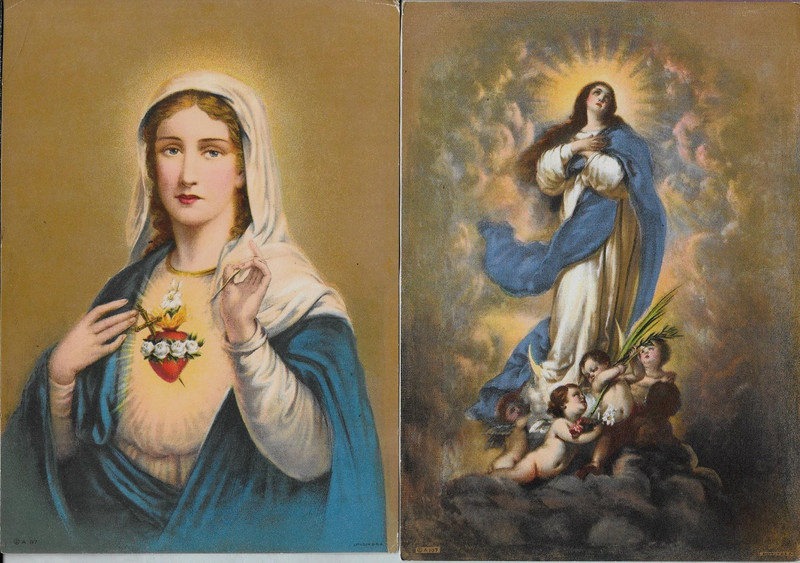 SACRED HEART OF MARY RELIGIOUS AND ANGELS, SAMPLE PRINTS 7″x5″ VTG FREE SHIP