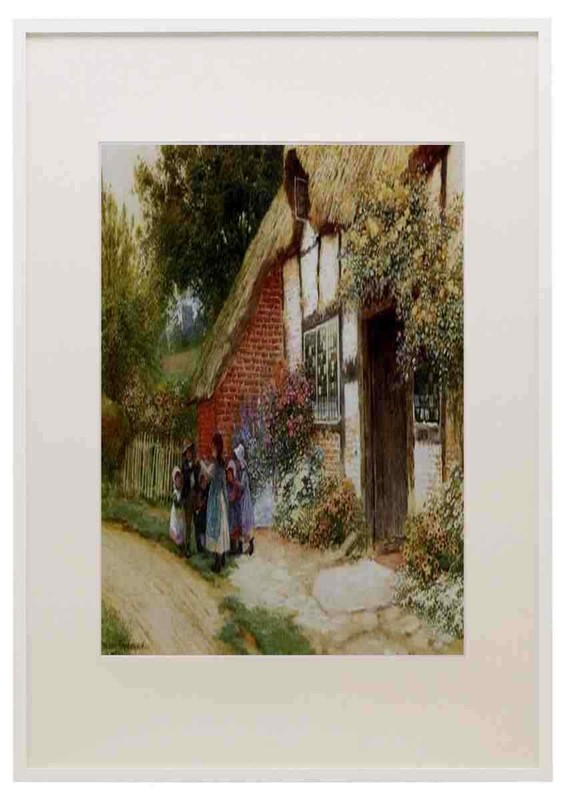 Strachan Arthur Claude Children Playing Outside A Cottage A3 A4 Framed Print Pi