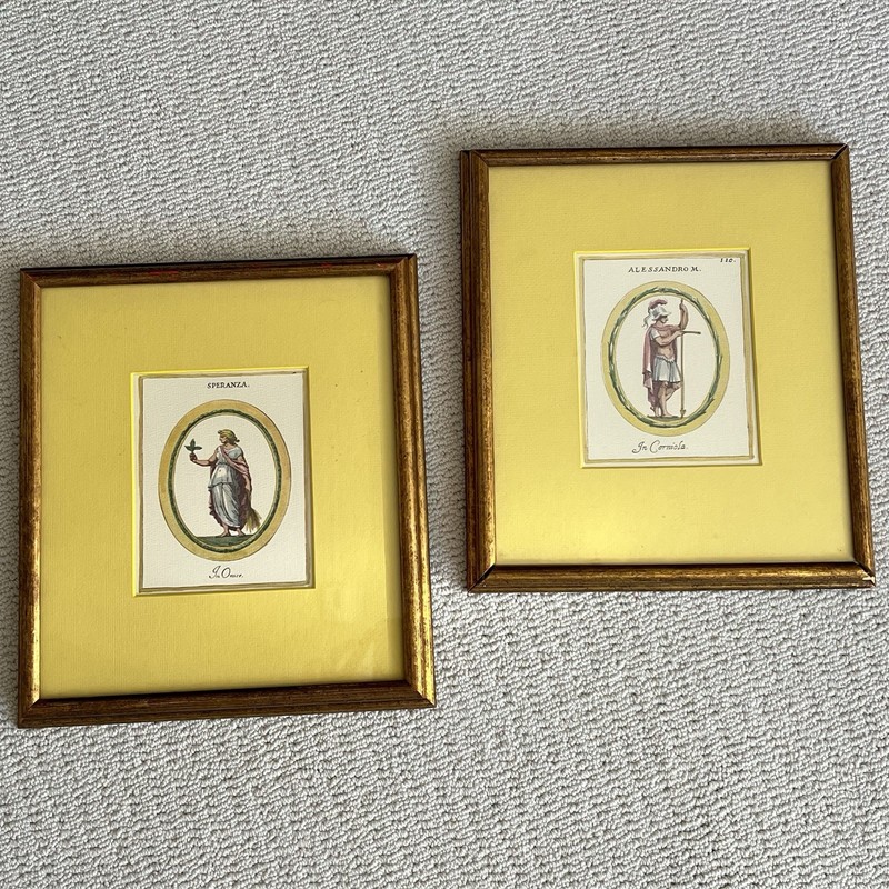 Pair Of Antique Domenico De Rossi Engravings Speranza & Alessandro Dated 1707