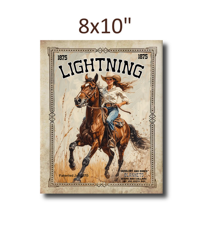 Vintage Horse Riding Art Print Cowgirl Rodeo Western Artwork Wall Decor Gift