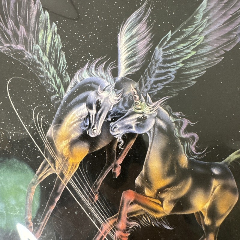 PEGASUS & UNICORN ART by Sue Dawe 1987 PRINT SEALED 8" X 10” Vintage Art Work gallery