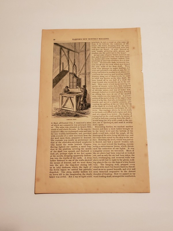 Mining The Shaft & Cornish Skip c. 1872 Engraving gallery