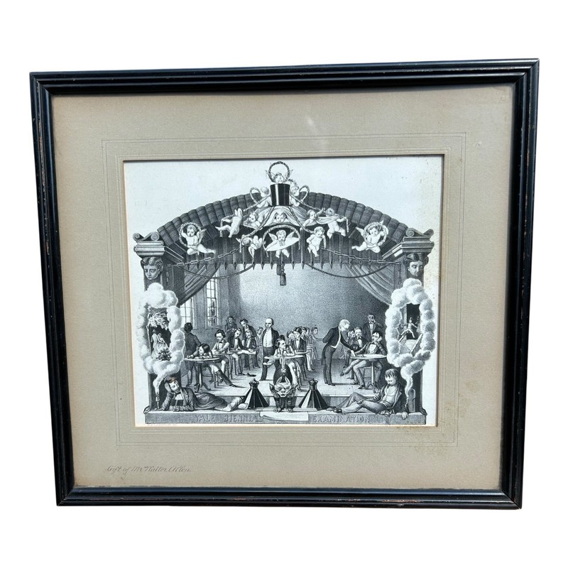 Antique Yale University Satirical Cartoon Print by Davenport – Framed