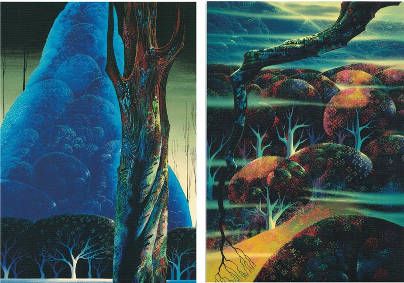 Lot of two Eyvind Earle blank note cards: «Forests» frame them 5×7
