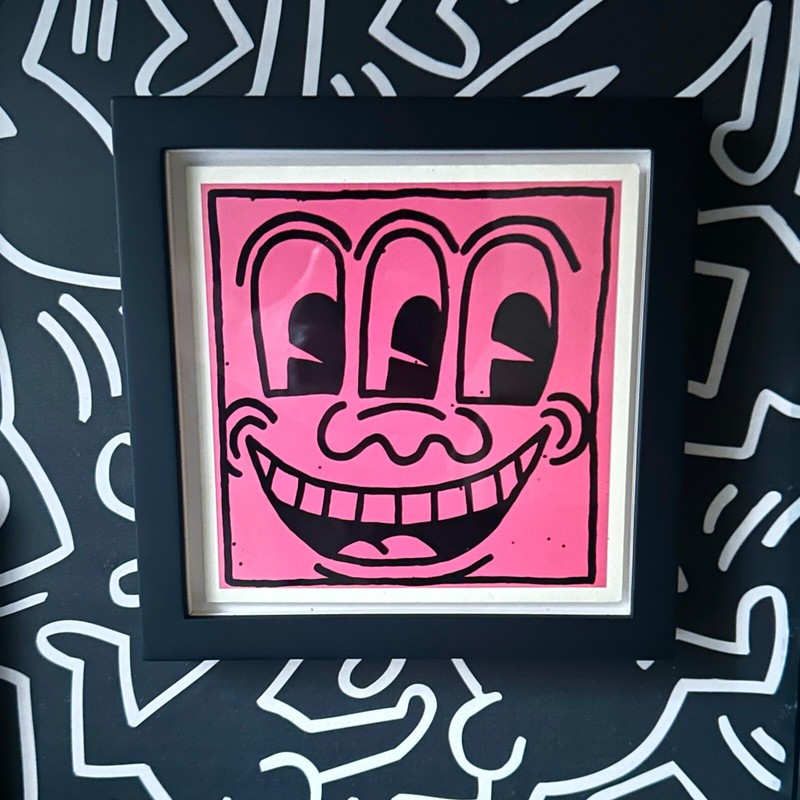 KEITH HARING THREE EYE FACE 1981 ICONIC OFFSET COLOR LITHOGRAPH FRAMED