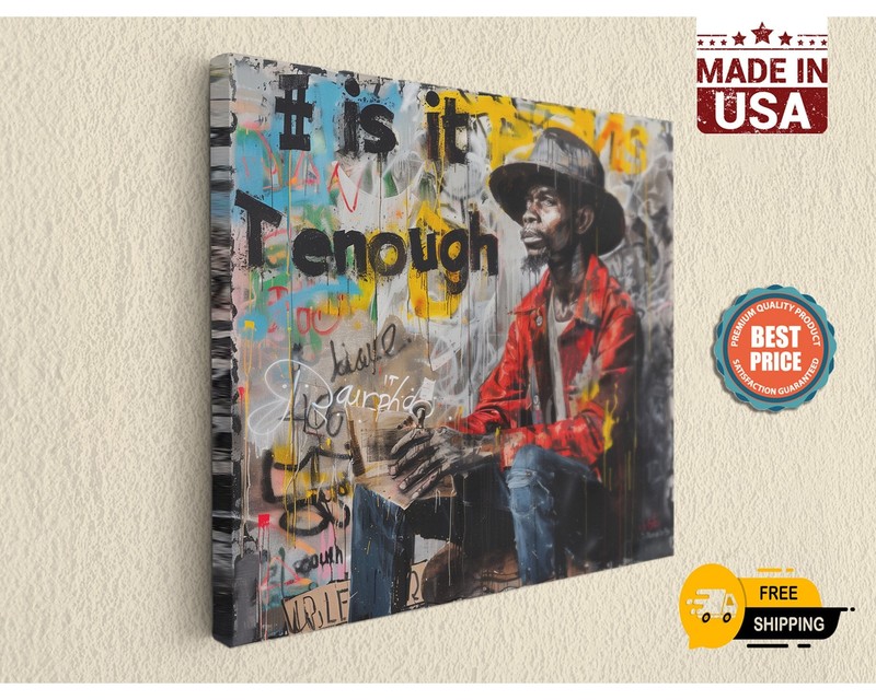 New York Street Art Is It Enough Graffiti by Banksy on Canvas Print – Home Decor