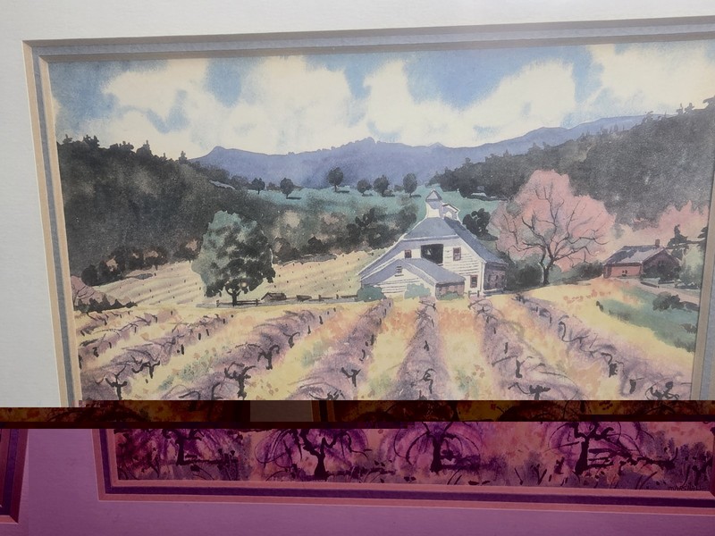 Ellie Marshall Wine Country Signed Framed Print 1985 Vintage California Vineyard gallery
