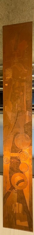 Vintage outsider artist copper engraved art strip Gainesville FL artist 1970-80s