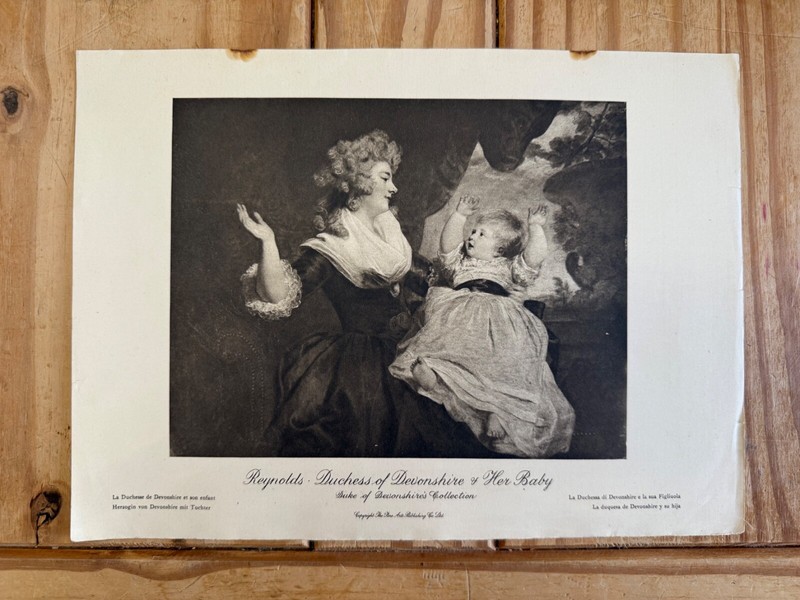 Duchess of Devonshire & Baby by Joshua Reynolds Antique Picture Print c.1920’s
