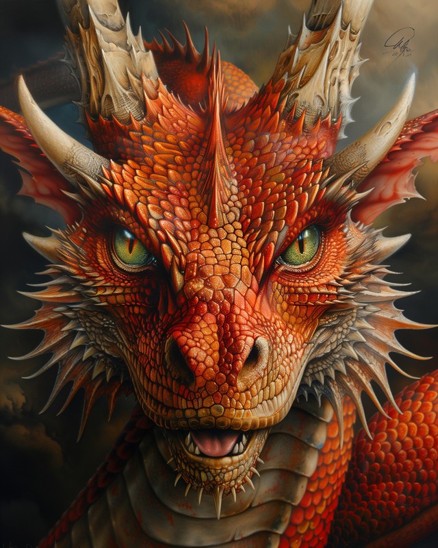 8×10 Art Print Big Dragon Head Red – 31396493