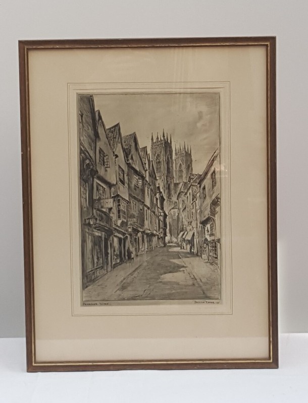 Preston Cribb – Petergate York – Framed Etching (53cm x 40.5cm including frame)