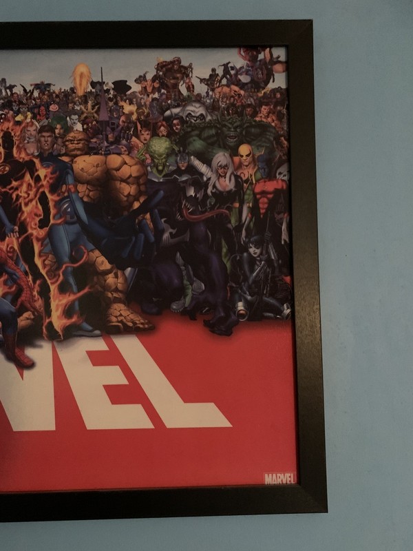 Set of 2- Marvel Comics Universe Giclee Print Canvas Black Wood Frame 36"x24" gallery