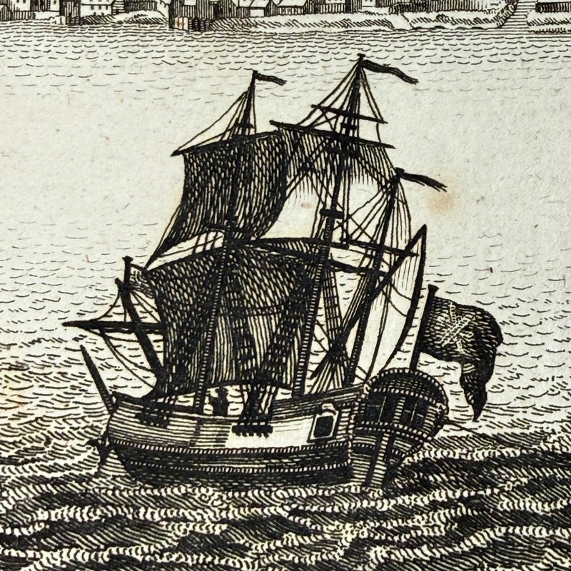 Antique c1790 St Hilary Jersey Copperplate Engraving Laid Paper Maritime View gallery
