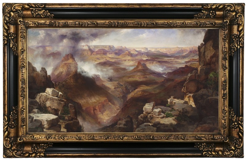 Moran Grand Canyon of the Colorado River Wood Framed Canvas Print Repro 12×22