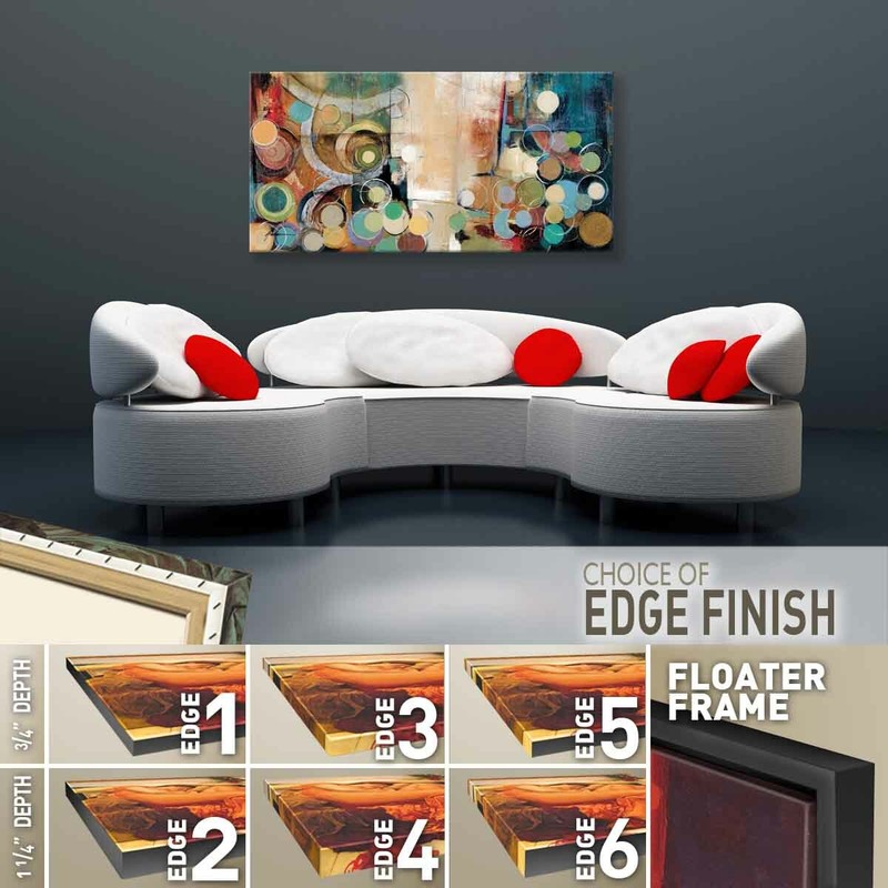 48W"x24H" FLOATING III by JUDEEN - SERIES OF MULTIPLE CIRCLES SPOTS OVALS CANVAS gallery