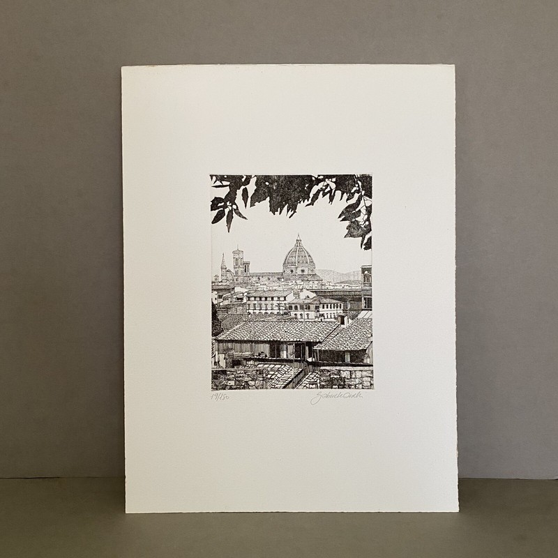 Signed & Numbered Etching the Doumo Florence, Italy 19/180 Image 7 7/8 x 5 3/4″