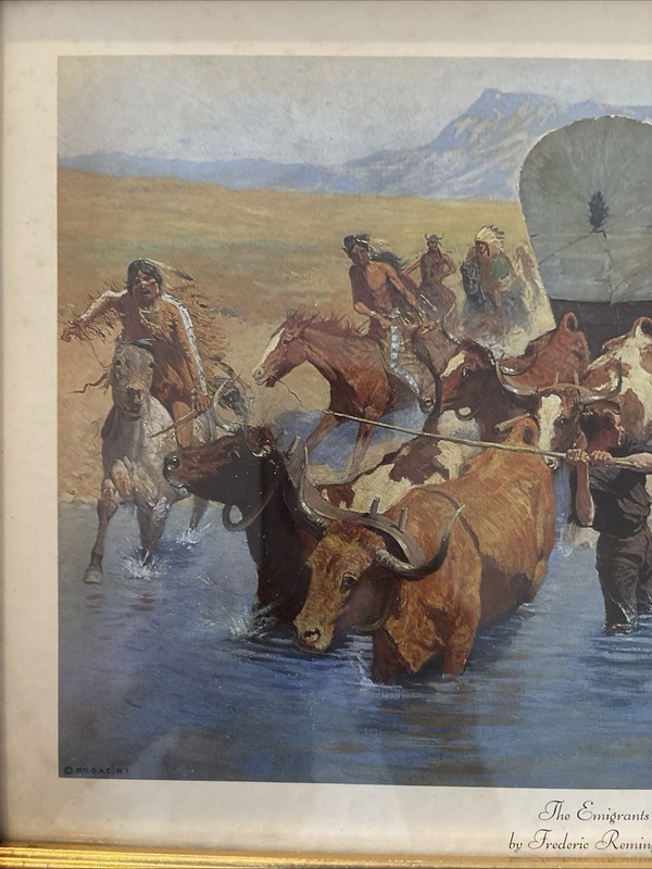 Vintage Print/Framed Art “The Emigrants” By Fredrick Remington Western Style gallery