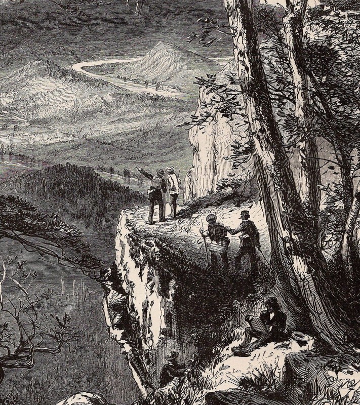 LOOKOUT MOUNTAIN - View from Point Tennessee Vista 1872 Antique Wood Engraving gallery