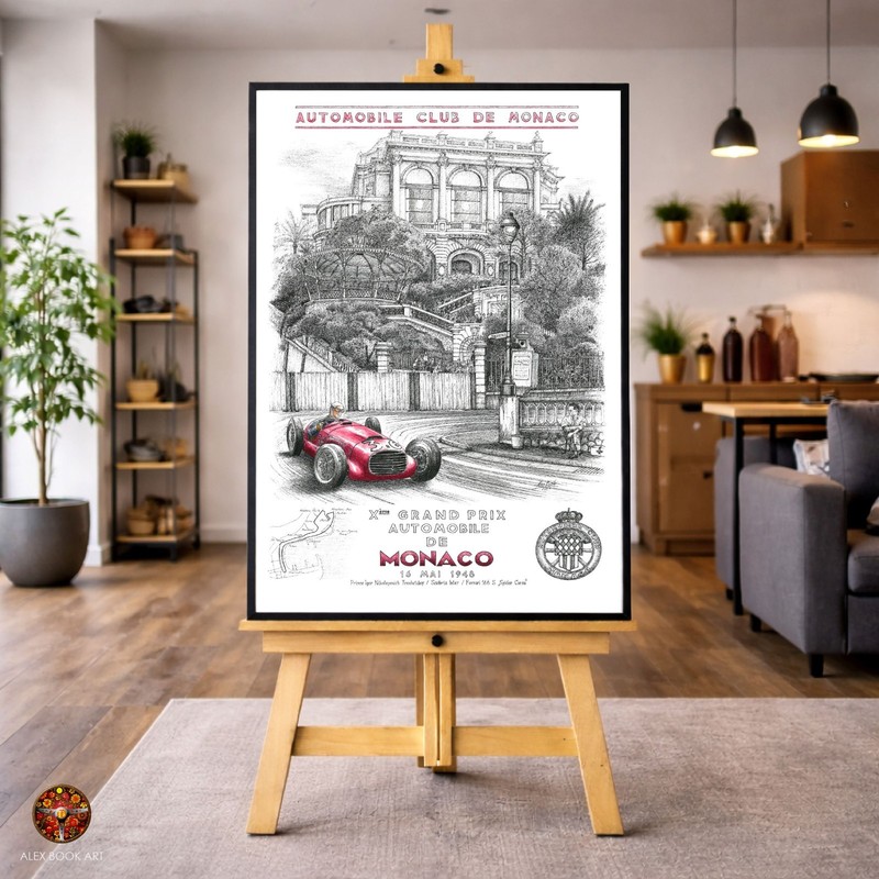 1948 Monaco GP Art Print - Igor Troubetzkoy Ferrari Race Car Wall Art Poster gallery
