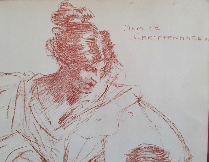 1897 AUTO-LITHOGRAPH by MAURICE GREIFFENHAGEN (1862-1931) - WOMAN AND CHILD gallery