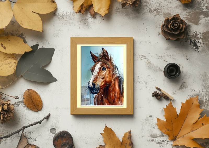 Chestnut Horse Ink Watercolor 5"x7" Print on Matte Paper | Equine Art gallery