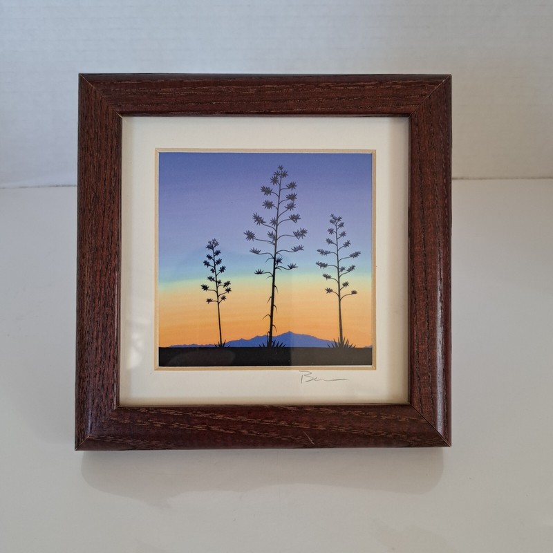 Mini Sunset Print Artwork Signed Bruce Boughman Gallery Original Framed 6″x6″