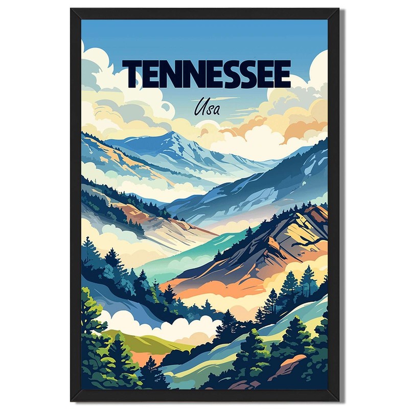 Tennessee Mountains Landscape Framed Canvas Print Scenic Wall Art